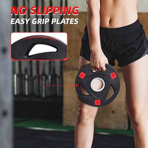 Fitvids Olympic Cast Iron 2-Inch Weight Plate for Strength Training & Weightlifting, Rubber Coate Style, Multiple Weights Available