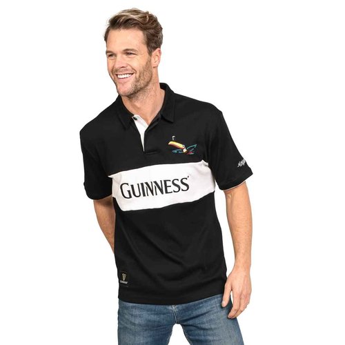 Guinness BCI Cotton Black and White Toucan Short Sleeve Rugby Jersey | Official Merchandise