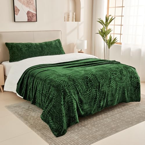 SOCHOW Super Soft Flannel Fleece Throw Blanket, Lightweight Cozy Warm Leaves Textured Plush Blanket for Bed Couch Sofa, 60...