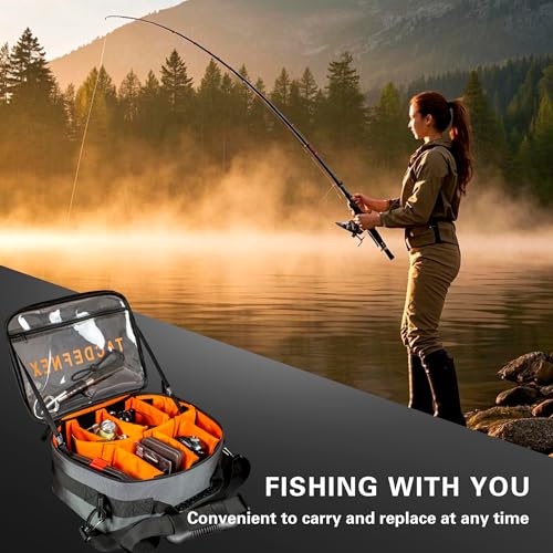 TACDEFNEX Waterproof Fishing Reel Case with 8 Shockproof Compartments – Portable Tackle Organizer for Spinning, Baitcastin...