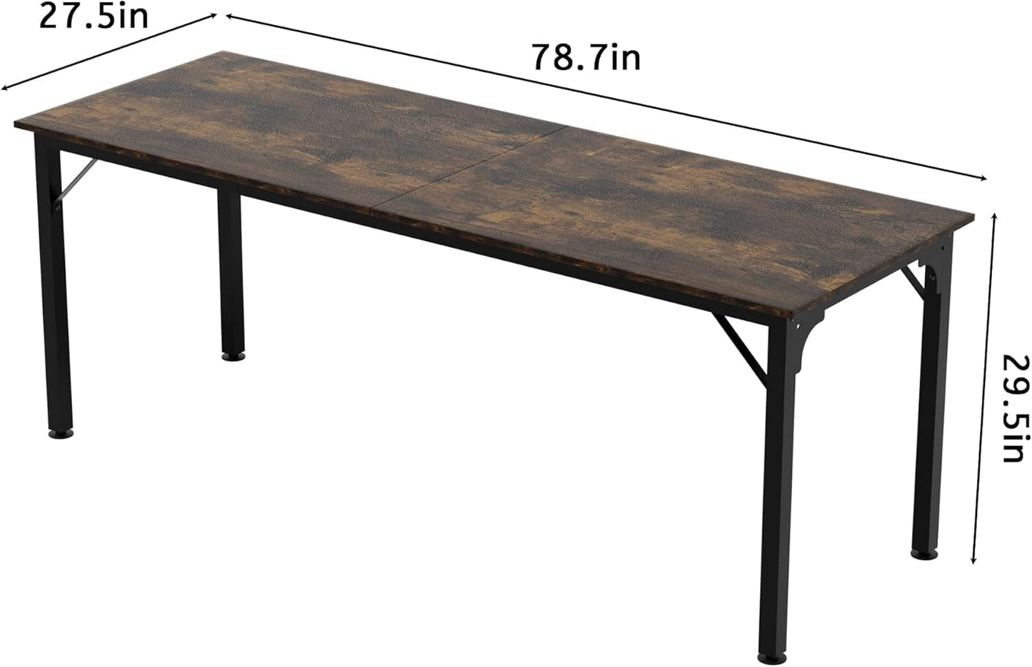 LAYIQDC 78.7 Inches Extra Long Desk,6.5ft Office Table with Flexible Configuration,Large Computer Table with Adjustable Footpads,Stable Structure,Standing Desk for 2 Person (Brown)