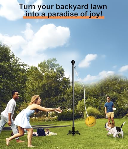 Garbuildman Tetherball Set with Ball & Rope for Outdoor Backyard, Adjustable Tether Ball Pole with Reinforced 5-Prong Base...