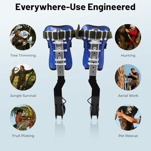 WINNIESHOP Tree Climbing Spikes Tree Climbing Gear with Gloves, Spare Straps, 330lbs Load Adjustable Tree Climbing Kit for...
