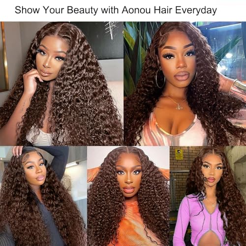 Full Brown Deep Wave Lace Front Wigs Human Hair Pre Plucked 220% Density 13x6 Chocolate Brown Curly Lace Frontal Wigs Human Hair for Women Brazilian Virgin Hair 22inch