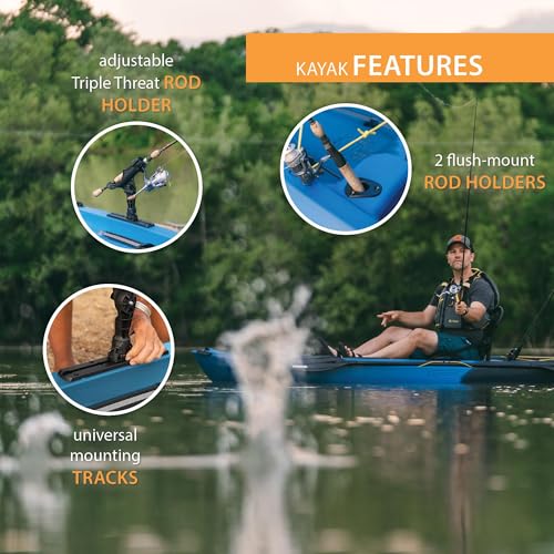 Lifetime Enclave Angler Fishing Kayak, 10.3 Ft, Adjustable Seat, Rod Holders, Blue