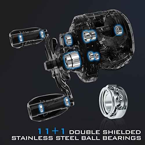 KastKing MegaJaws Baitcasting Fishing Reel, New AutoMag Dual Braking System Baitcaster Fishing Reel, Only 6.7oz, 17.64 LBs Carbon Fiber Drag, 11+1 Shielded BB, High Speed 5.4:1 to 9.1:1 Gear Ratios