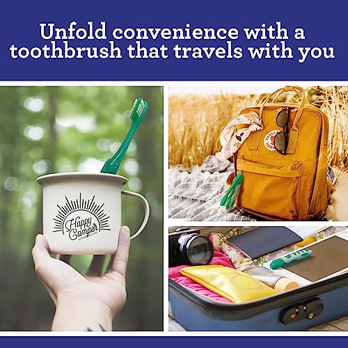 GuruNanda Folding Toothbrush with Built-in Cover, Perfect for Travel, Hiking & Camping, Compact & Portable, On-The-Go Toot...