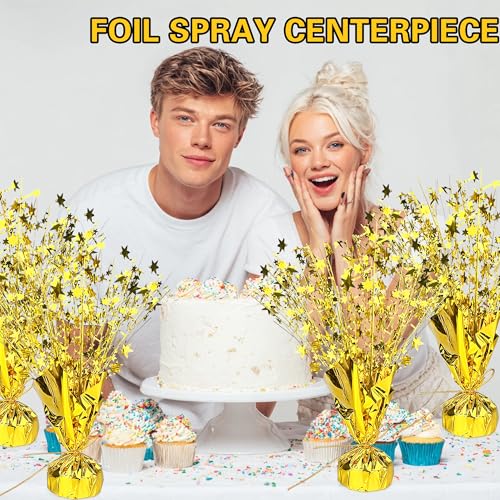 4 PCS Gold Metallic Foil Spray Centerpiece Star Table Decorations for Wedding Birthday Anniversary Graduation Party Suppli...