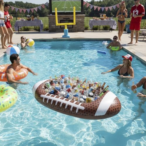 Inflatable Football Stadium Cooler Set, 2-Piece Football Ice Buffet Serving Bar for Food & Drinks, Tailgate Party Supplies...