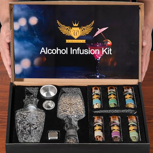 JenChrysm Whiskey Infusion Kit - Alcohol Infusion Kit to Make Your Own Flavored Drink, Whiskey Making Kit with Natural Ing...