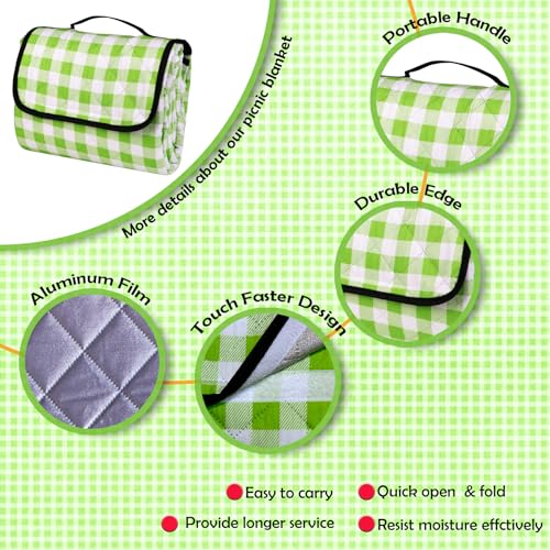 CUNCUI Picnic Camping Blankets, 3 Layers Thick Soft Gingham Blanket, Large 59X79IN Foldable Waterproof Rug, Portable Outdo...