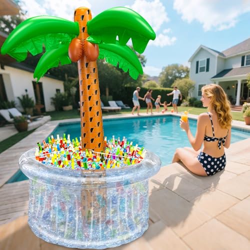 TURNMEON 72" Inflatable Palm Tree Cooler 200+ Drinks Super Large Capacity Pool Party Decoration Foldable Ice Bucket for Be...