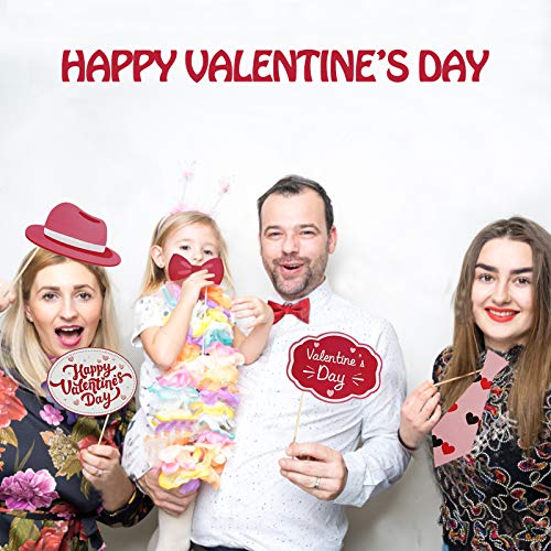 Valentines Day Photo Booth Props Kit, 28PCS Photography Props, Funny DIY Picture Selfie Accessories for Valentine’s Day We...