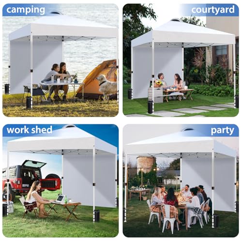 Heavy-Duty 10x10 Pop-Up Canopy Tent (with Sidewall) – Easy Instant Outdoor Use, Vented Roof, Wheeled Carry Bag, Bonus 8 St...