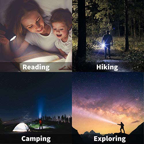 JARDLITE LED Emergency Handheld Flashlight, 4 Pack, Adjustable Focus, Water Resistant with 5 Modes, Best Tactical Torch fo...