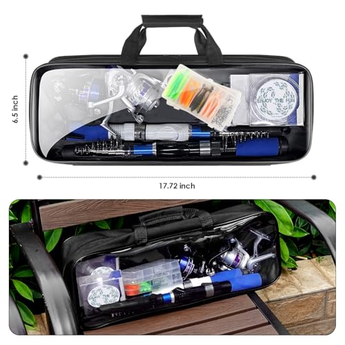 Collapsible Fishing Rod Set, 2.1m/6.89ft w/ 2 Spinning Reels, 2 Sets Lures, 100m Line, Carrier Bag - Fresh & Saltwater