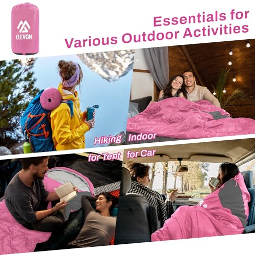 Elevon Double Sleeping Bag 2 Pillows for Adults, Queen Size XL Sleeping Bag Waterproof, Compact with Compression Sack, 2 P...