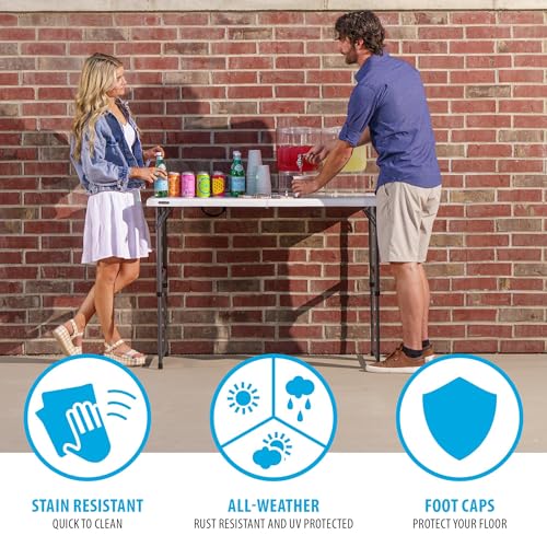 Lifetime 4-Foot Fold-in-Half Height Adjustable Table, Portable for Versatile Indoor or Outdoor Use