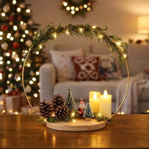 6 Pack Floral Hoop Centerpieces with Stand, 14 Inches Metal Rings for Crafts DIY Centerpieces Table Decoration with 6 Inch...
