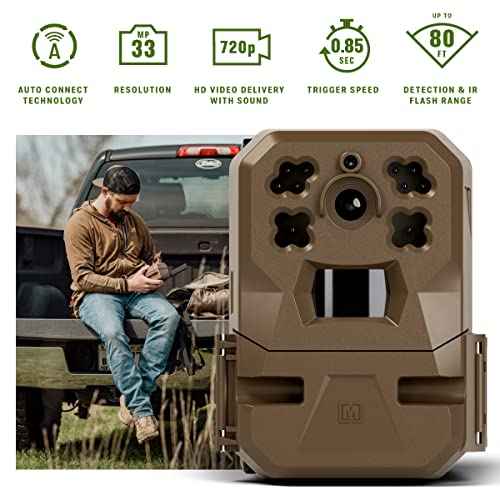 Moultrie Edge Cellular Trail Camera - Auto Connect - Nationwide Coverage - 720p Video with Audio - Built in Memory - Cloud Storage - 80 ft Low Glow IR LED Flash