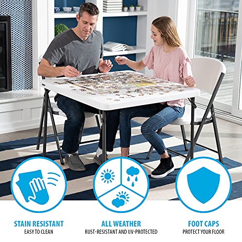 LIFETIME 80783 37-Inch Commercial Grade Square Folding Card Table, White Granite