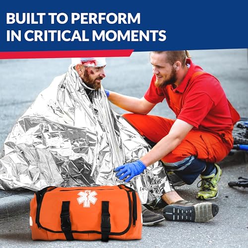 First Responder Trauma First Aid Kit Bag – Fully Stocked Emergency Medical Kit for Workplace, Vehicle & Home – OSHA & ANSI...