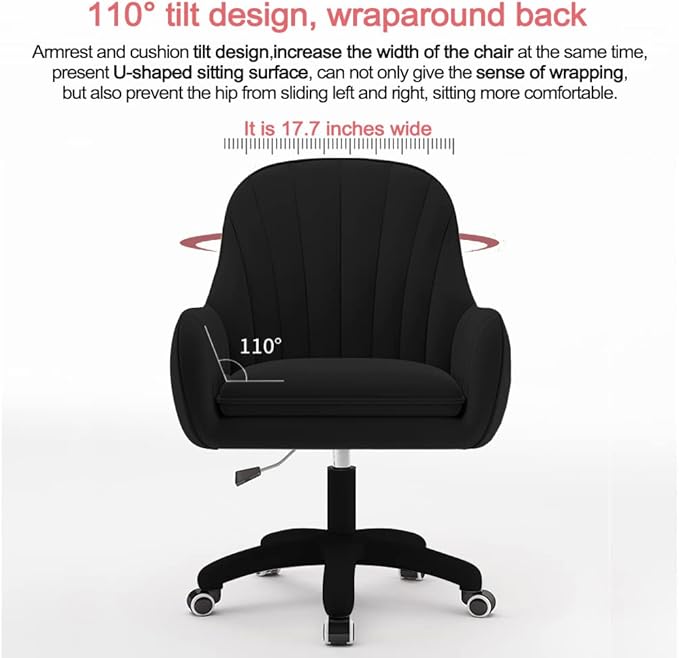 XUEGW Home Office Chair Computer Chair with Mid-Back Upholstered Modern Tufted Computer Task Chair Swivel Height Adjustable Velvet Accent Chair Suitable for Bedroom, Study
