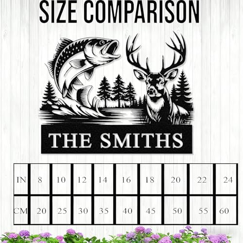 Personalized Deer Hunting & Fishing Metal Sign, Custom Hunter & Fisherman Wall Art Decor - Cabin Wall Decor, Hunter Family...