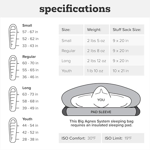 Big Agnes Torchlight EXP - 650 RDS DownTek Ultralight Sleeping Bag, Backpacking Gear, Compact Cold Weather Camping Mummy