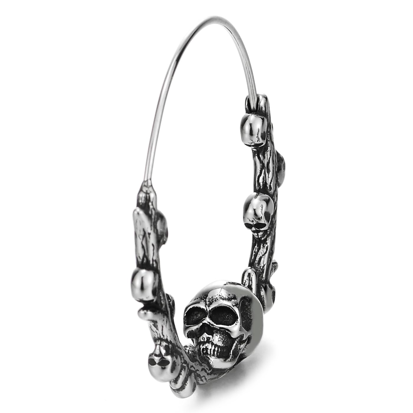 Stainless Steel Hoop Earrings with Skulls, Circle Huggie Hinged for Women