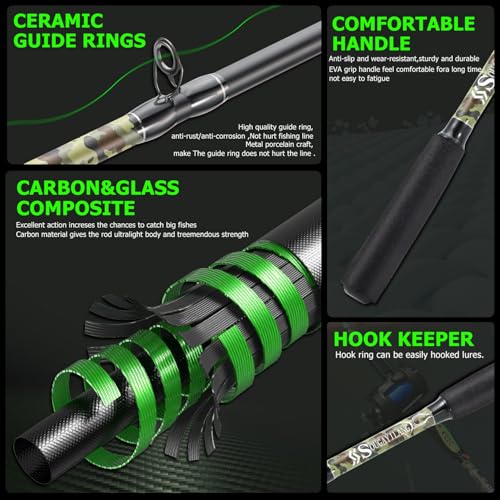 Sougayilang Fishing Rod Combo with Conventional Reel, Medium Heavy for Catfish Salmon and Steelhead Saltwater Fishing (7'...