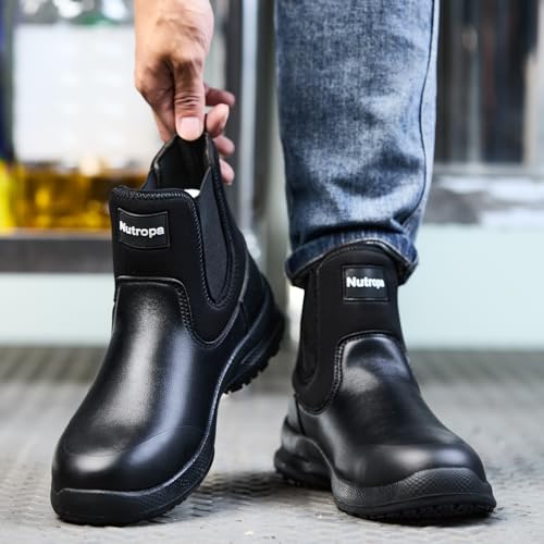 Nutropa Non Slip Work Boots for Men Waterproof Oil Resistant Lightweight for Food Service Shoes Kitchen Chef Shoes Casual ...