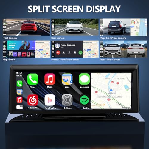 Apenet Wireless CarPlay Screen with 2K Dash Cam, 8.1" Portable Touchscreen Car Stereo with CarPlay & Android Auto, 1080P B...