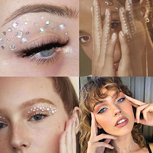 NOOEPC 660Pcs Face Gems Hair Gems, Self-Adhesive Face Jewels Eye Jewels Rhinestones 3/4/5/6 mm DIY Face Gems Stick on, Hai...