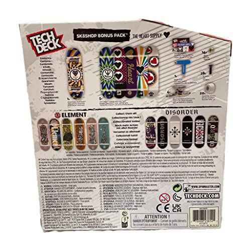 TECH DECK Sk8shop Bonus Pack Mini Finger Skateboard Multi Pack 2022 Series (The Heart Supply (Sk8shop Bonus Pack))