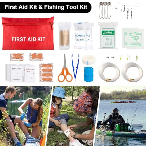 Emergency Survival Kit, 151 Pcs Survival Gear First Aid Kit, Outdoor Trauma Bag with Tactical Flashlight Knife Pliers Pen ...