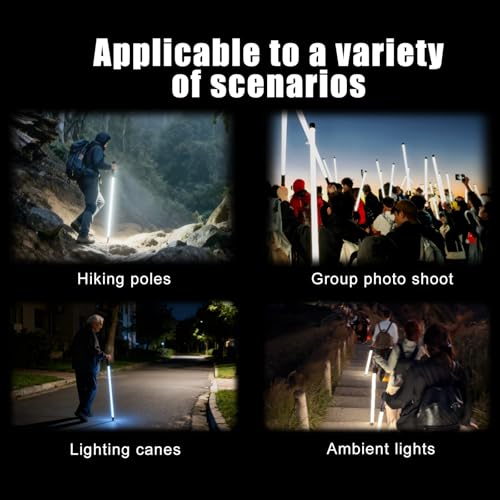 Hiking Poles with LED Light, Recharged Glowing Hiking Sticks, 360-Degree Soft Lighting, Ultra-Light Carbon Fiber & Aluminu...