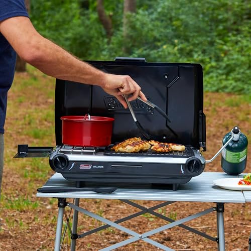 Coleman Tabletop 2-in-1 Camping Grill/Stove, 2-Burner Propane Grill & Stove with Adjustable Burners & 20,000 BTUs of Powe...