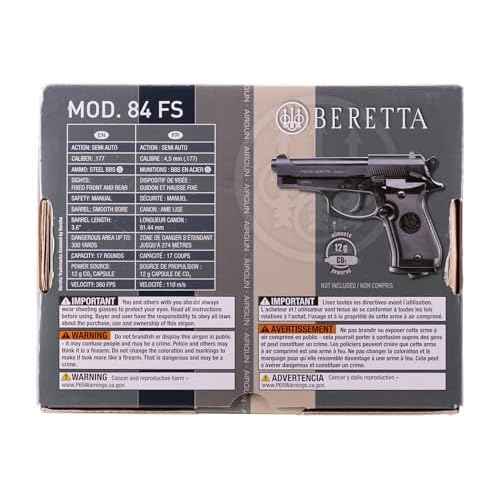 Umarex Beretta MOD. 84FS Compact Blowback CO2 Powered .177 Caliber Steel BB Gun Air Pistol