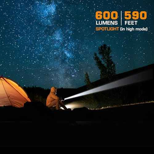 EverBrite Ultra Bright Tactical Flashlight, 600 Lumen Zoomable Adjustable Focus, 4 Light Modes, Heavy-Duty Aluminum Flashlight for Hurricane Supplies Camping, 3C Alkaline Batteries Included