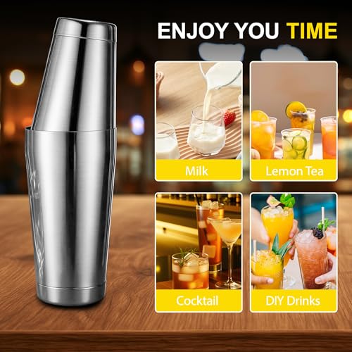 BETTFOR Boston Shaker Set, 18oz & 28oz 2-Piece Tins, Professional 304 Stainless Steel Cocktail Shaker with Leak-Proof Weig...