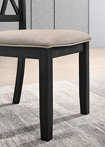 Roundhill Furniture Windvale Fabric Upholstered Dining Chair, Set of 2, Black