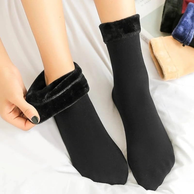 2pairs Winter Warm Socks Soft Thick Warm Plush Socks for women Solid Color Velvet Wool Snow Boots Floor Home Sleeping Sock