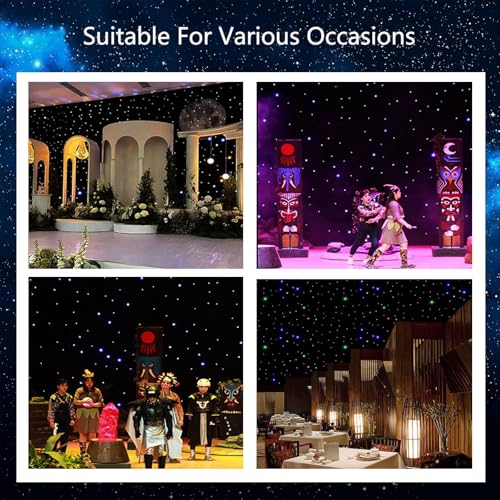 SEDAMORALLY LED Stage Starry Sky Cloth Background,White and Blue Foldable Wedding Stage Star Curtain Backdrops,DMX512 Cont...