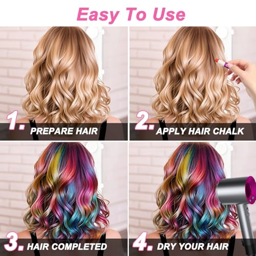 Girl Gifts Hair Chalk£¬10 Color Temporary Kits Low stimulation Washable Hair Dye Colourful Pens.for Makeup Toy Kids Ages 6-13 Years Old£¬Birthday Gifts Halloween Christmas & Festival Party