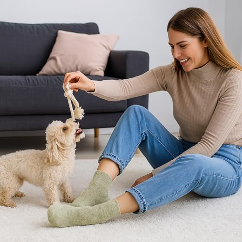 3Pcs Thermal Knit Boot Socks for Women- Soft Fuzzy Crew Socks for Winter, Warm Wool-Like Blend, Cozy Fall & Cold Weather E...