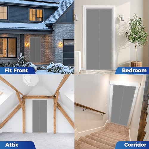 Magnetic Thermal Insulated Door Curtain Cover Block fit 36x82inch Door,Curtains Itself Size 38x84inch Cotton Thermal Curta...