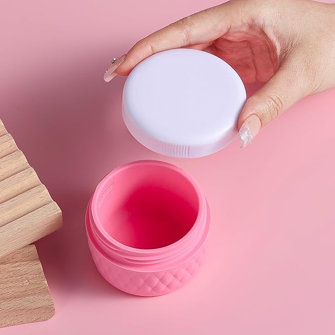 Travel Containers for Toiletries, Silicone Cream Jars BPA-Free, TSA Approved 2oz Travel Size Containers, Leak-proof Silicone Jars with Lid for Cosmetic Face Hand Body Cream (4 Pack)