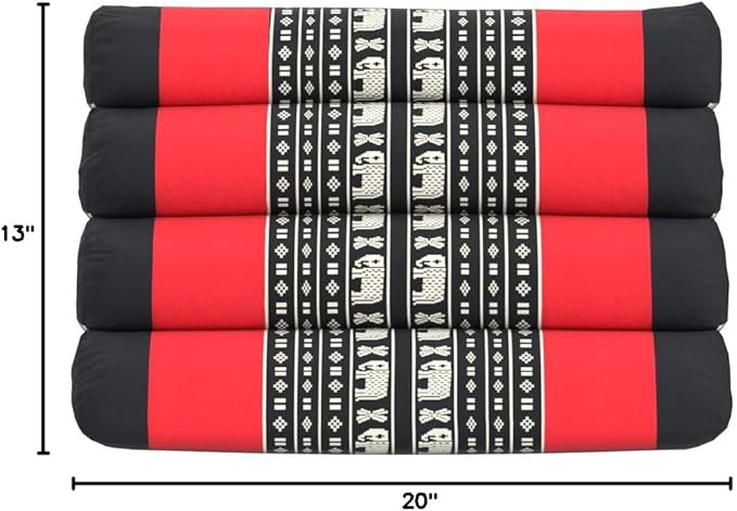 Leewadee Triangle Cushion – Comfortable Backrest for TV or Reading, Incline Pillow for Relaxing Made of Kapok, 20 x 13 x 13 inches, Black Red