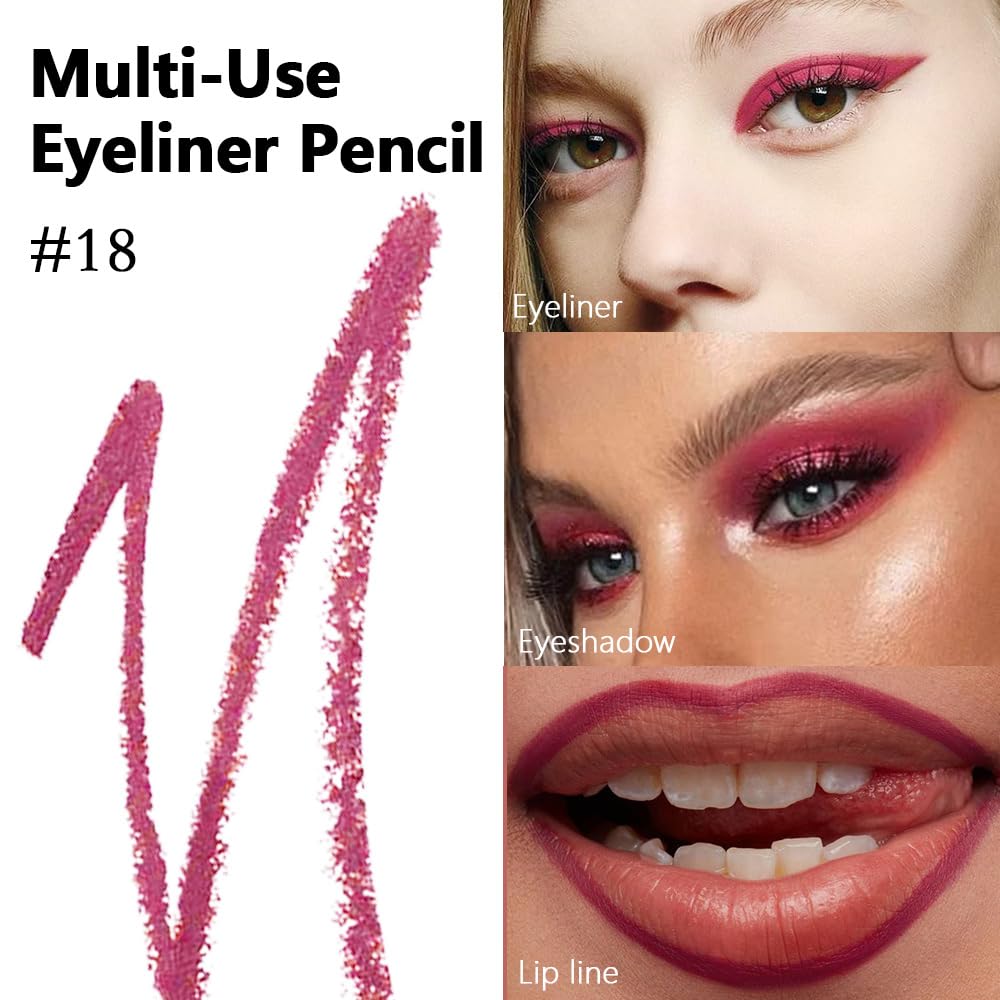 Kaely Gel Eyeliner Pencil for Women, Plum Purple Eye Liner Waterproof Smudge Proof with Sharpener, Waterline Eye Makeup Liners,